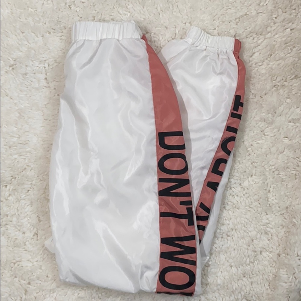 SHEIN White & Pink Windbreaker Sweats